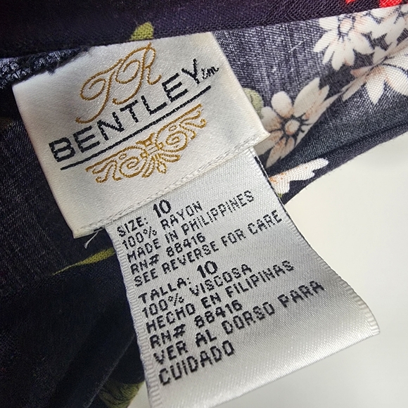 Vintage Floral Sleeveless Dark Navy Button Up Midi Dress - Picture 3 of 7